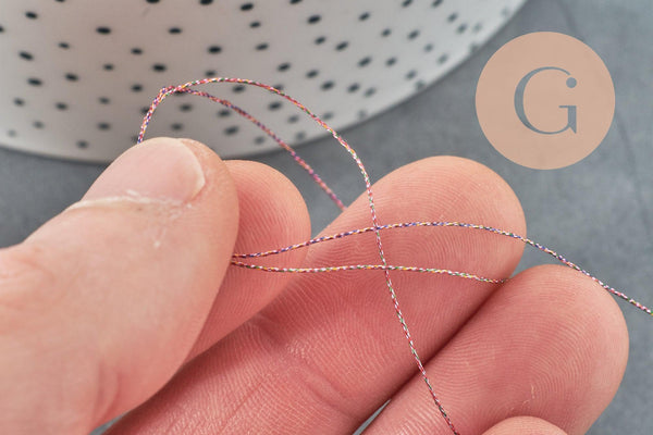 Fil rose métallisé polyester à broder-couture-bijoux 0.4mm, x5 ou x10 Mètres (G4418)