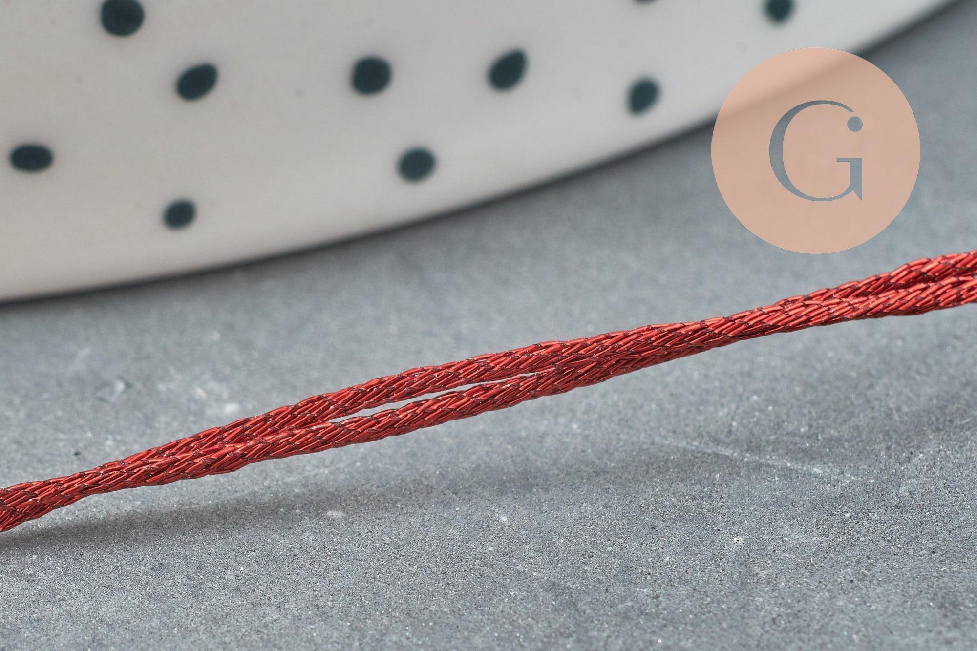 Fil rouge métallisé pour broderie couture bijoux 0.8mm, x 5mètres (G2314)