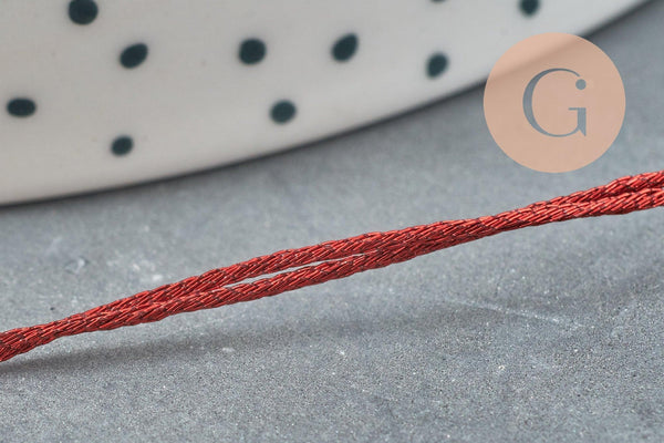 Fil rouge métallisé pour broderie couture bijoux 0.8mm, x 5mètres (G2314)