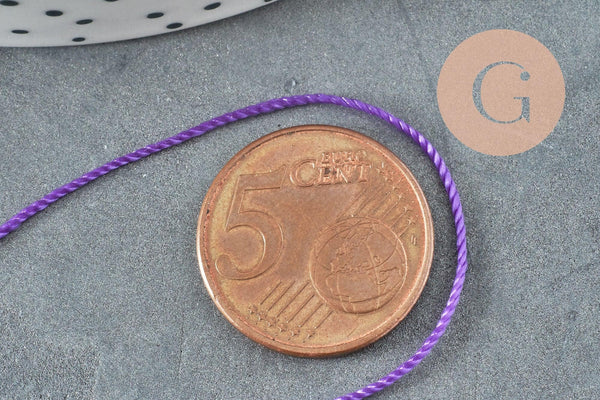 Fil violet nylon pour broderie couture bijoux 0.8mm, x 10Mètres (G1794)