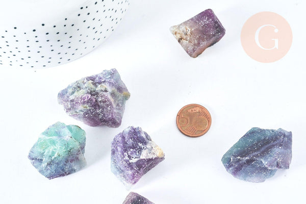 Fluorite naturelle violette verte brute 30-50mm, pierre pour lithothérapie x1 G6847