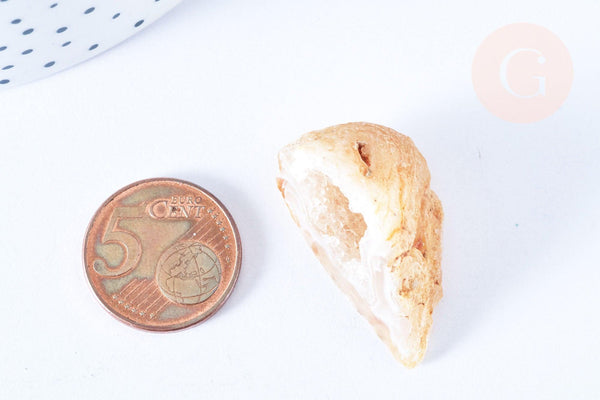 Géode agate naturelle brute beige avec cristaux 35-50mm, pierre naturelle brute, lithotherapie, pierre quartz non percée, x1 (G9083)