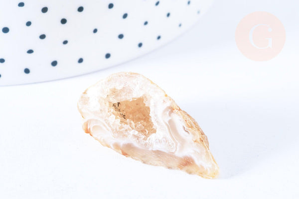 Géode agate naturelle brute beige avec cristaux 35-50mm, pierre naturelle brute, lithotherapie, pierre quartz non percée, x1 (G9083)