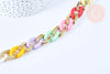 Grosse Chaine acrylique multicolore pastel et plastique doré,perle acétate, création bijoux,chaine plastique,23x16.5mm, x1 mètre (G4963)