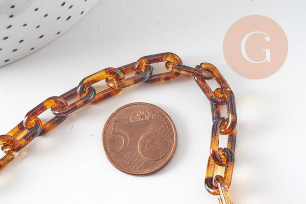 Grosse chaine écaille acrylique léopard perle acétate 14mm , x1 mètre (G2838)