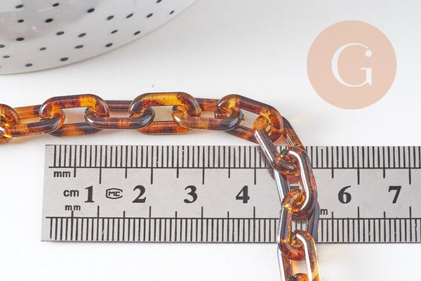 Grosse chaine écaille acrylique léopard perle acétate 14mm , x1 mètre (G2838)