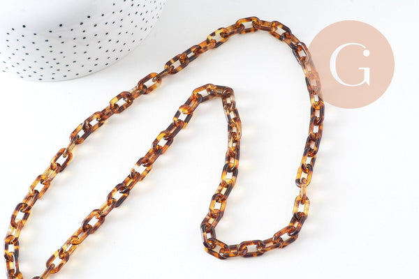 Grosse chaine écaille acrylique léopard perle acétate 14mm , x1 mètre (G2838)