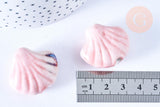 Grosse perle porcelaine rose coquillage 29-33mm, x2 (G5385)
