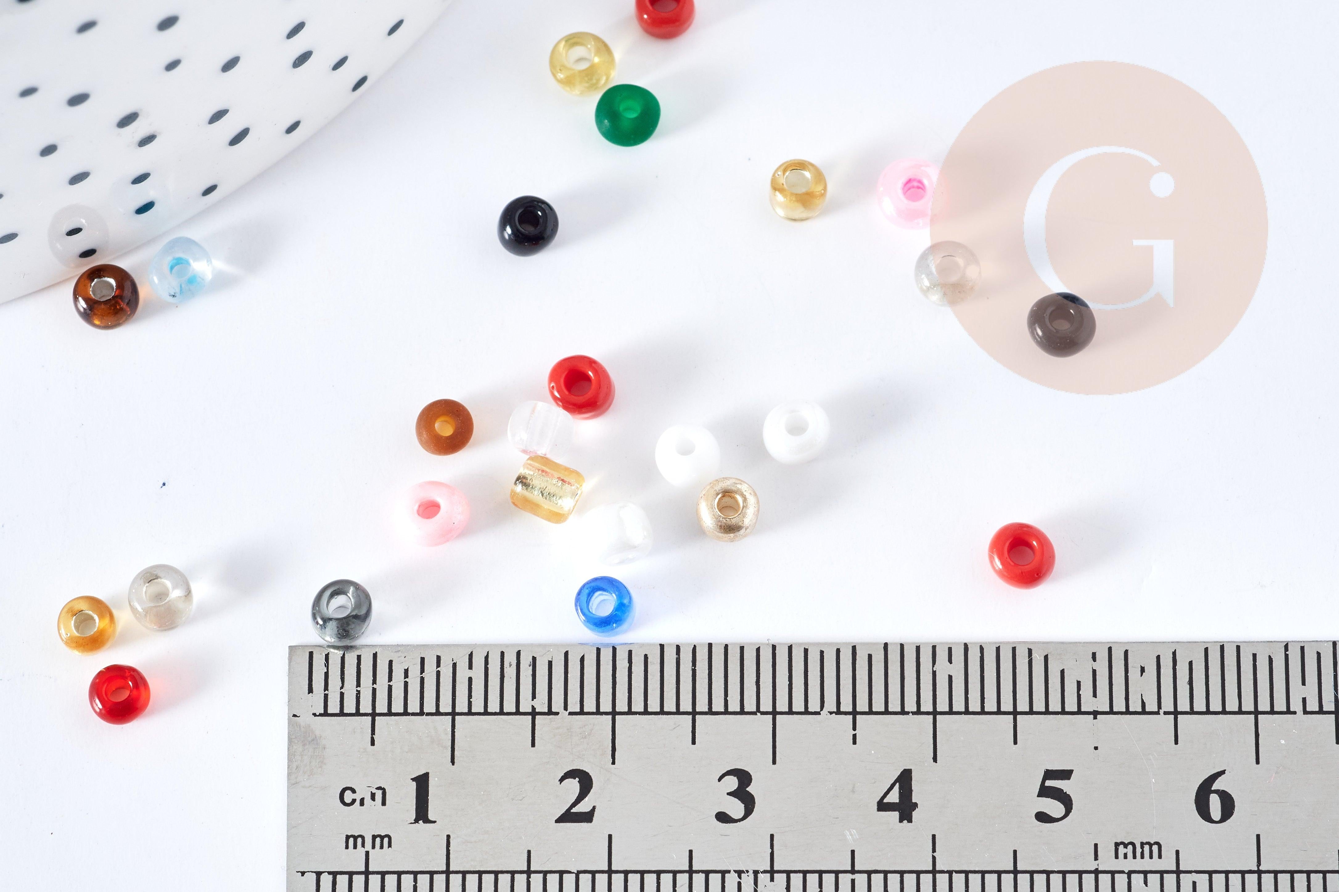 Grosse perles rocaille multicolore 4mm, x10g (G8644)
