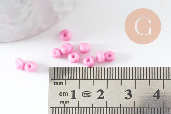 Grosses perles de rocaille rose 2.5-3mm, x10 gr (G3732)