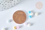 Grosses perles de rocaille verre multicolore pastel 4.5mm, x10Gr (G7401)
