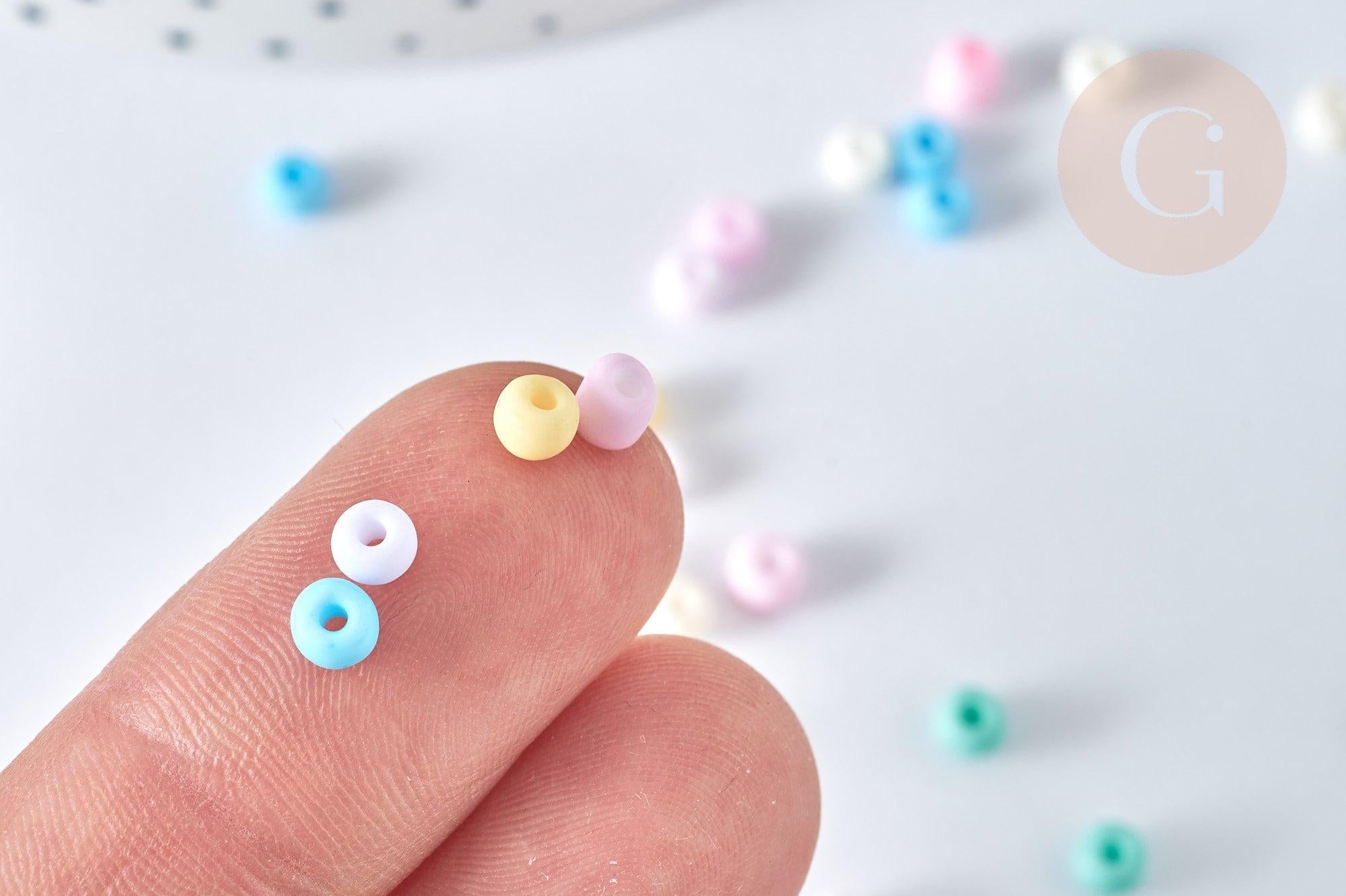 Grosses perles de rocaille verre multicolore pastel 4.5mm, x10Gr (G7401)