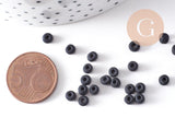 Grosses perles rocaille noir mat 3.5-4mm, x10Gr (G10400)
