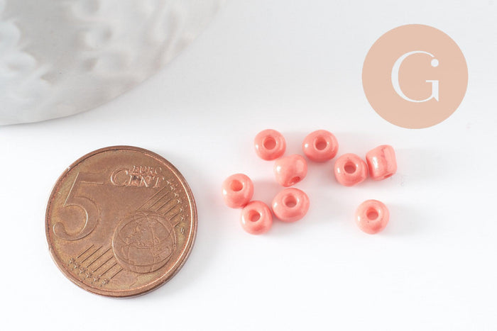 Grosses perles rocaille rose clair 4mm, x10g (G5392)