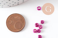 Grosses perles rocaille rose fuchsia métallisé 4mm,perles rocaille rose fushia nacré, x10 Gr (G9632)