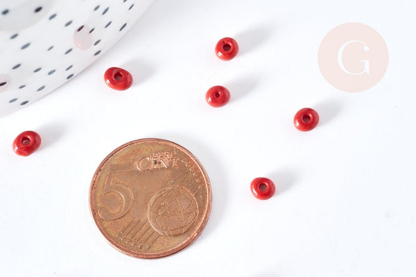 Grosses perles rocaille rouge 4mm, x 10Gr (G0184)