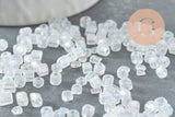 Grosses perles rocaille transparentes irisées 4mm, x 20Gr (G1392)