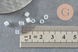 Grosses perles rocaille transparentes irisées 4mm, x 20Gr (G1392)