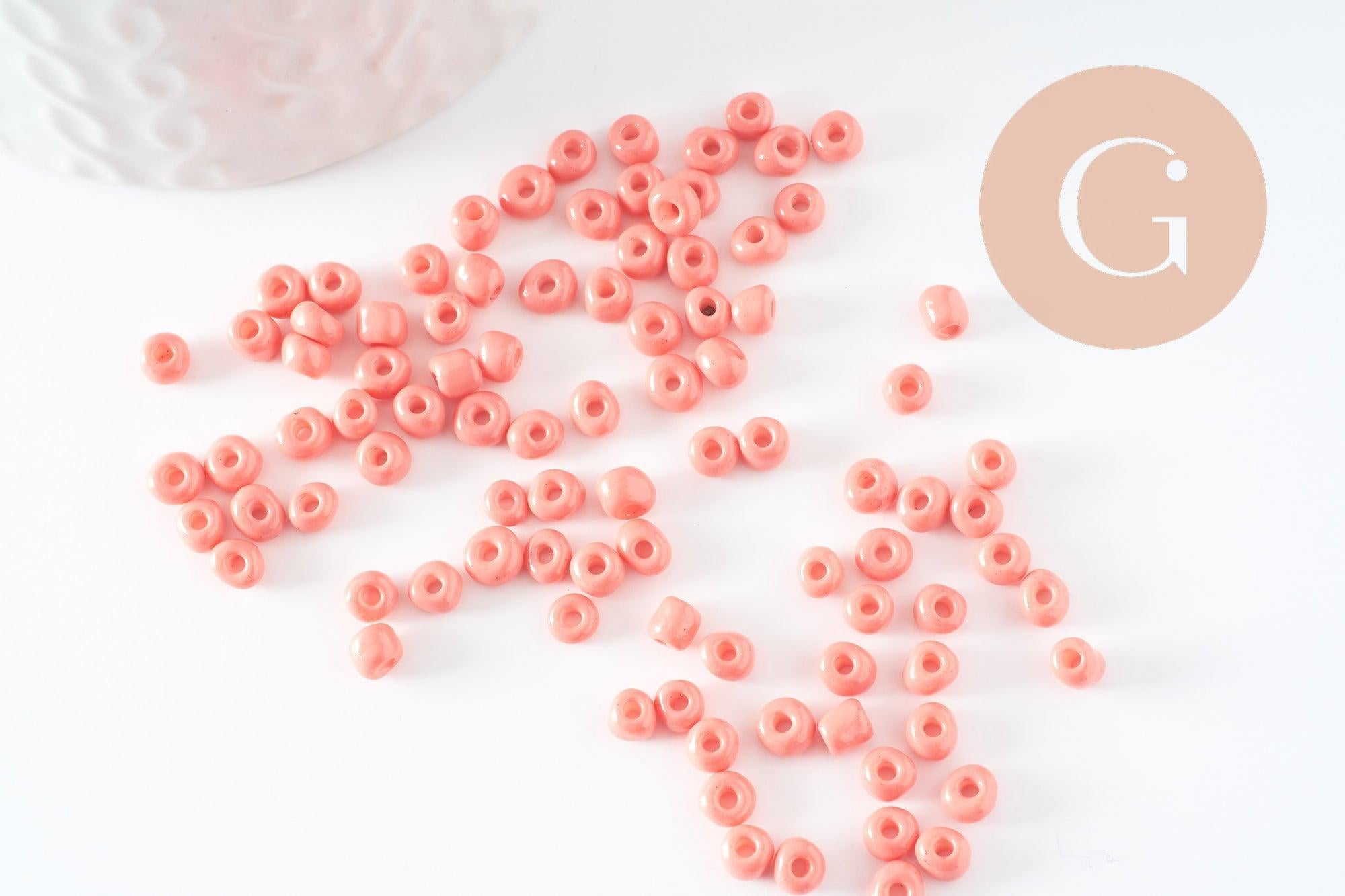 Grosses perles rocaille rose clair 4mm, x10g (G5392)