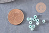 Grosses perles rocaille vert nacré, perles rocaille vertes, vert opaque, diamètre 4mm x 10Gr (G3815)