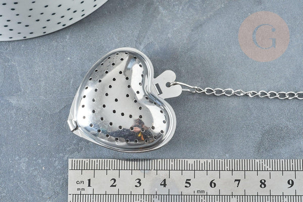 Infuseur à thé cœur acier 304 inoxydable avec crochet, infuseur cœur, x1 (G8322)