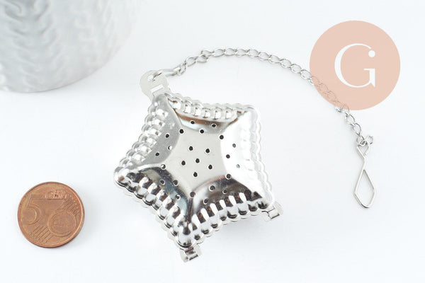 Infuseur à thé étoile acier 304 inoxydable avec crochet, Idée cadeau amateur de thé x1 (G9420)