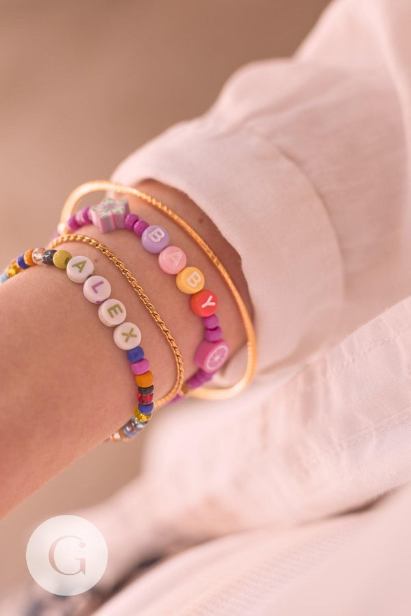 Kit Bracelet d'amitié prénom personnalisé multicolore, Coffrets et kits création de bijoux fantaisie DIY, pochette pour 1 bracelet (G9022)