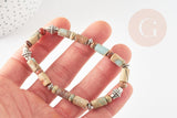 Kit Bracelet pour Homme Jaspe naturelle et zamac argenté MARIN, x1 pochette 1 bracelet (G9178)