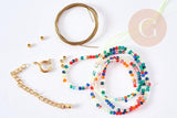 Kit bracelet Vecchio multicolore personnalisé lettres zircon, Coffrets et kits pour la création de bijoux fantaisie DIY, la pochette (G8747)