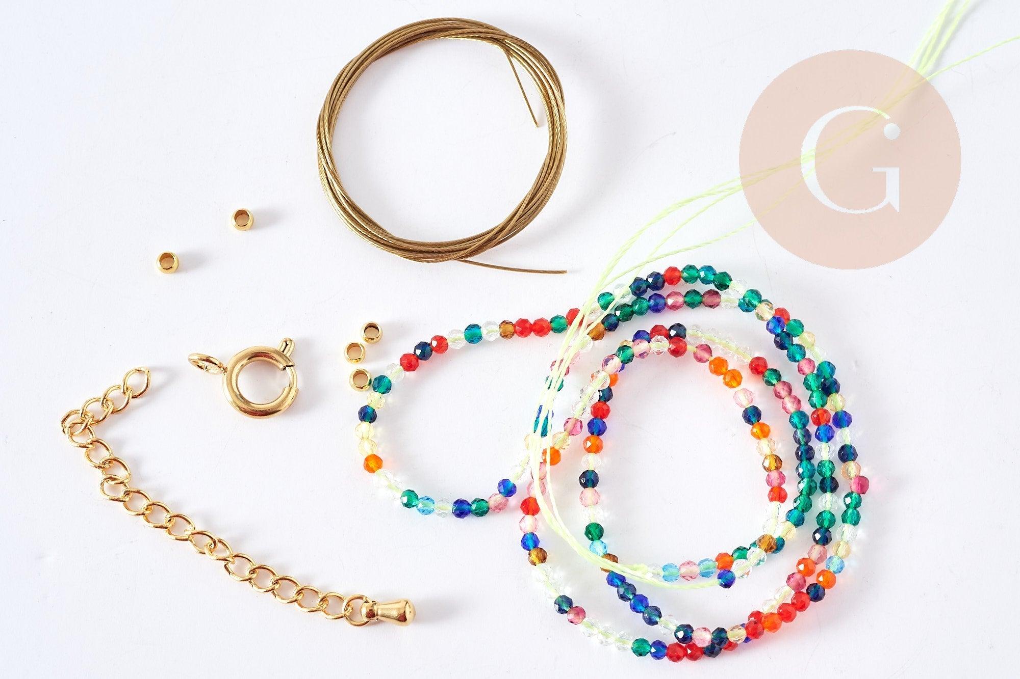 Kit collier Vecchio multicolore personnalisé lettres zircon 40cm, Coffrets et kits création de bijoux fantaisie DIY, la pochette (G8749)