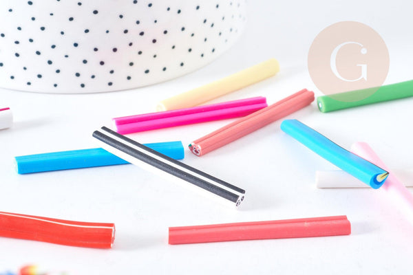 Lot 10 canes polymères mignons animaux mélangées 50mm, création pate polymère, x 10 G8484