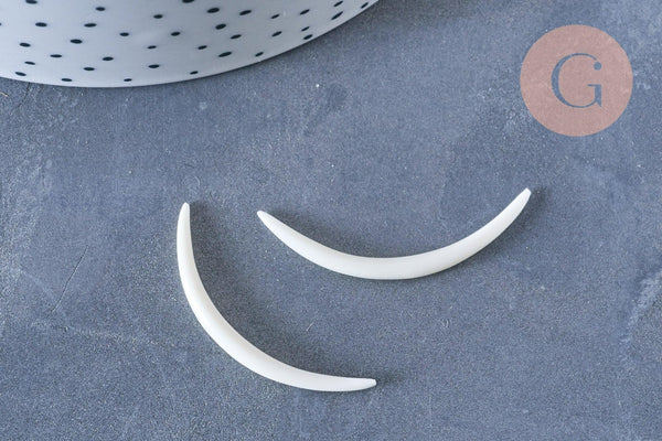 Lune corne blanche naturelle 39x3-4mm, création bijoux ou écarteur piercing, x1 (G6498)