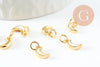 Lune nacre blanche naturelle laiton doré 10x6mm, x1 (G3574)