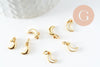 Lune nacre blanche naturelle laiton doré 10x6mm, x1 (G3574)