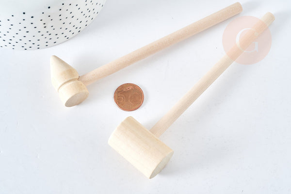 Maillet bijoux bois naturel 152-157mm,outils création Bijoux,outil bijouterie, x 2 (G8155)