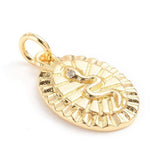Médaille serpent laiton doré 18k cristal,sans nickel,cadeau anniversaire, Pendentif zircon,17mm, x1 G2416