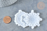 Moule en silicone Lune et Soleil 53x75mm, création de bijoux résine et jesmonite, x1 (G7785)