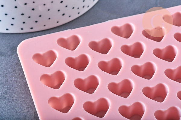 Moule en silicone coeurs, Moule patisserie, moule en silicone pour réaliser des bijoux avec inclusion en résine,18.3cm x1 G4971