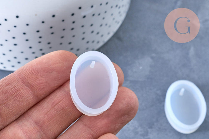 Moule en silicone ovale pendentif 28mm, moule en silicone pour réaliser des bijoux avec inclusion en résine, x1 G6948