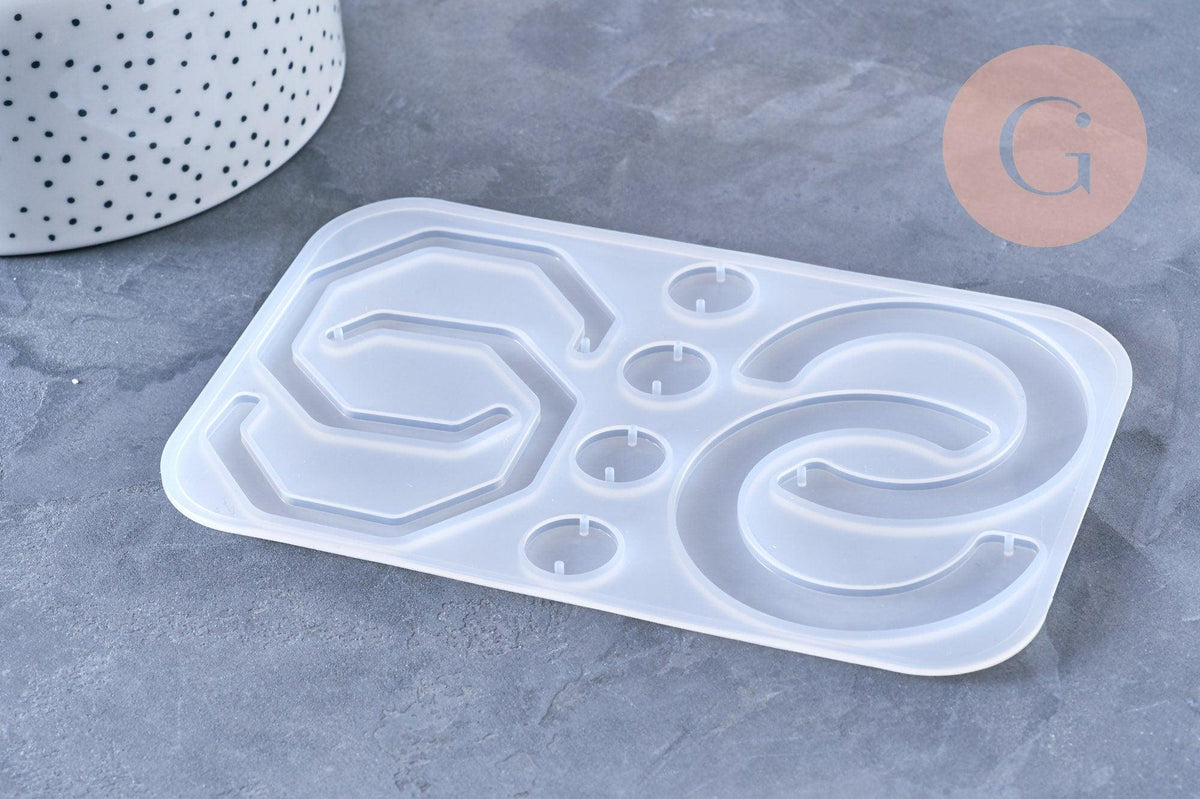 Moule en silicone pour fabrication boucles créoles résine, x1 (G3364)