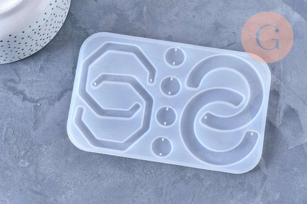 Moule en silicone pour fabrication boucles créoles résine, x1 (G3364)