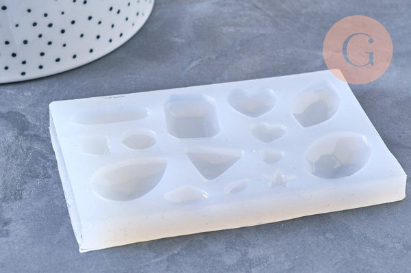 Moule en silicone pour fabrication pendentifs pierre précieuse, x1 (G5666)