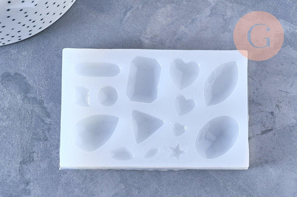 Moule en silicone pour fabrication pendentifs pierre précieuse, x1 (G5666)
