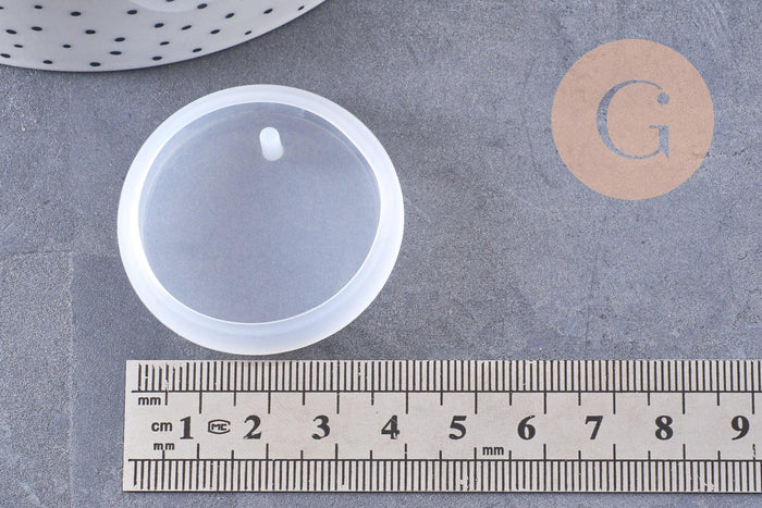 Moule en silicone rond pendentif 42mm, moule en silicone pour réaliser des bijoux avec inclusion en résine, x1 (G10165)