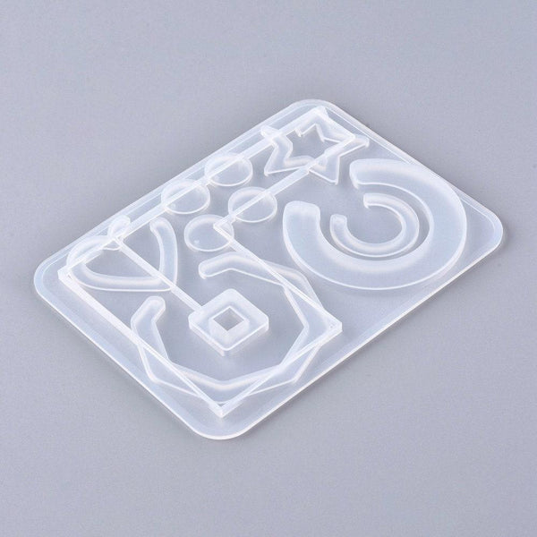 Moule pour fabrication boucles cercle hexagone coeur résine, moule en silicone pour réaliser des bijoux avec inclusion résine, x1 G5893