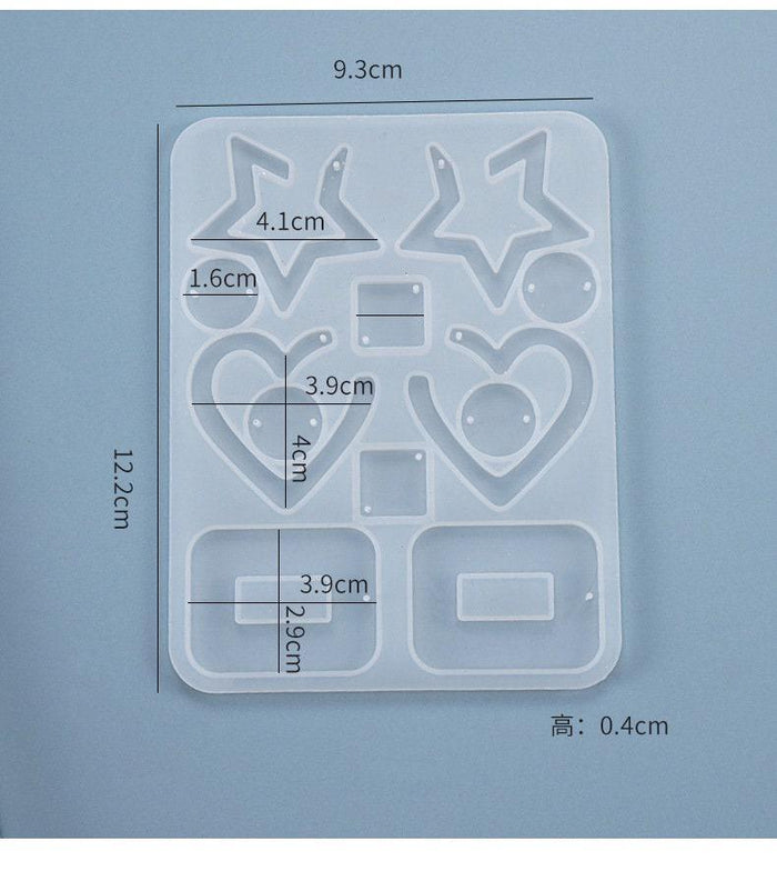 Moule pour fabrication boucles coeur étoile résine, un moule en silicone pour réaliser des bijoux avec inclusion en résine, x1 (G4579)