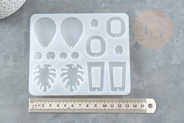 Moule pour fabrication boucles créoles résine, un moule en silicone pour réaliser des bijoux avec inclusion en résine, x1 G4578