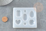 Moule pour fabrication de boucle pendentif résine pierre précieuse 70x78mm, moule silicone réalisation bijoux inclusion résine,x1 G4580