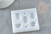 Moule pour fabrication de boucle pendentif résine pierre précieuse 70x78mm, moule silicone réalisation bijoux inclusion résine,x1 G4580