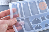 Moule pour fabrication pendentif rectangle résine, un moule en silicone pour réaliser des bijoux avec inclusion en résine, x1 (G4577)